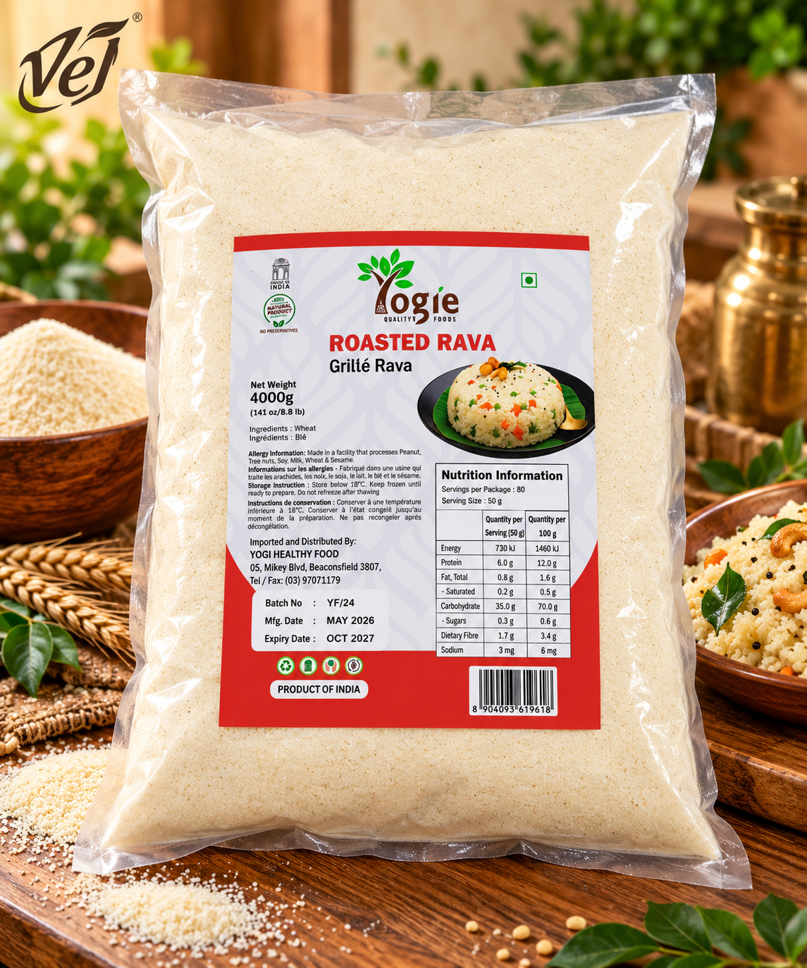 Yogie Roasted Rava 4kg