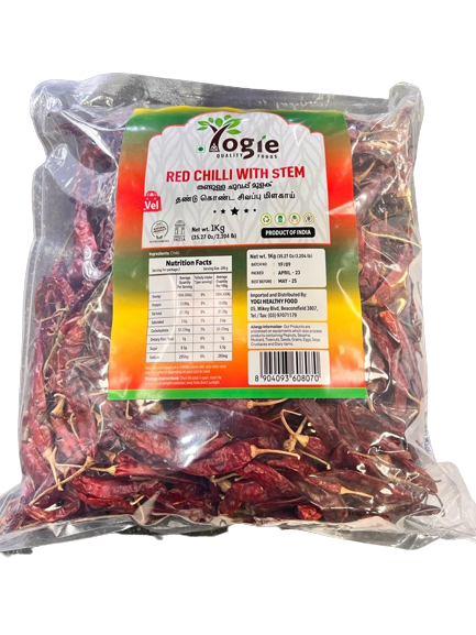 Yogie Red Chilli With Stem 1Kg