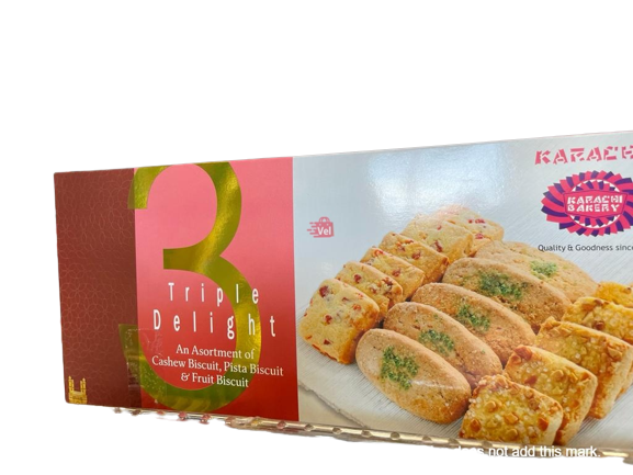 Karachi Triple Delight Cashew Pista Fruit Biscuit 600G