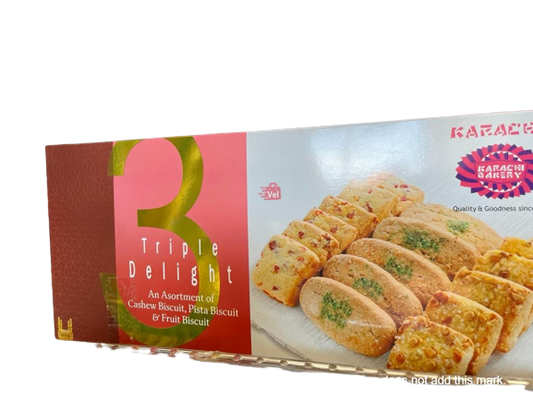 Karachi Triple Delight Cashew Pista Fruit Biscuit 600G
