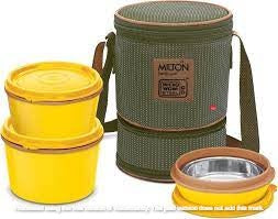 Milton Softline Tiffin Flexi Tiffin2+1 Expandable Bag For Ex( Yellow color tiff in)