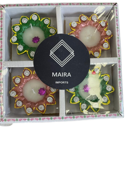 Colour Diya With Wax 4 Pcs Pack