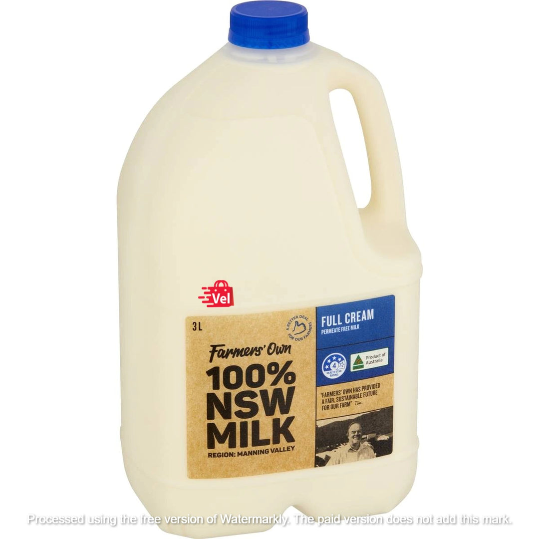 Farmers Own Homogenised Full Cream 3l Milk