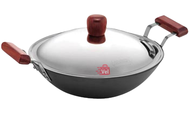 Futura Nonstick Deep Kadhai Deep Fry Pan 5Lt Steel lid