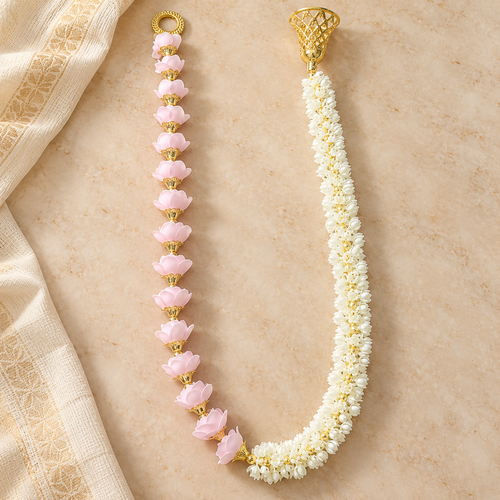 Pink and white artificial mala garland, 3 feet