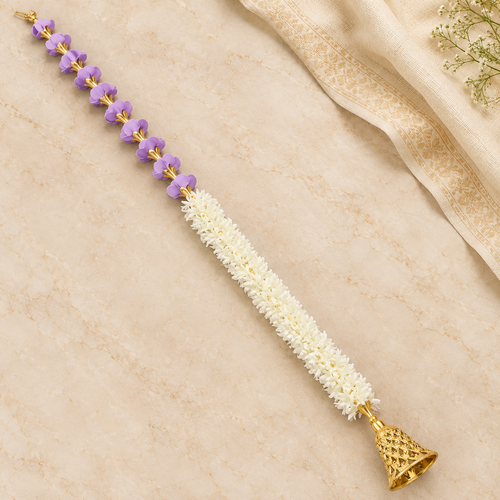 Purple and white artificial mala garland, 3 Feet
