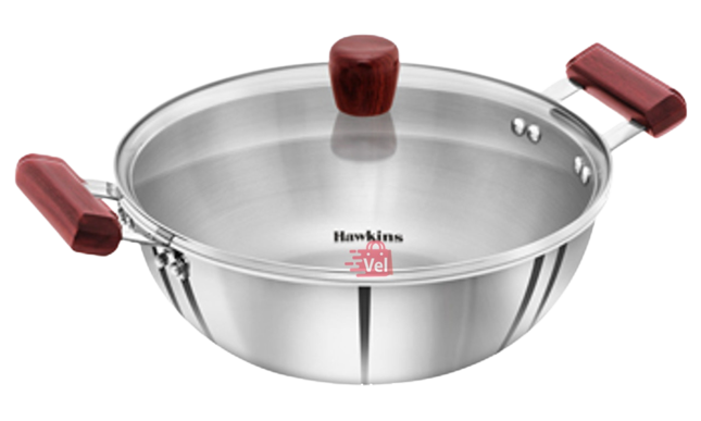 Hawkins Tri-ply Deep Stainless Steel Karahi With Lid 4lt