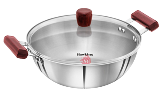 Hawkins Tri-ply Deep Stainless Steel Karahi With Lid 4lt