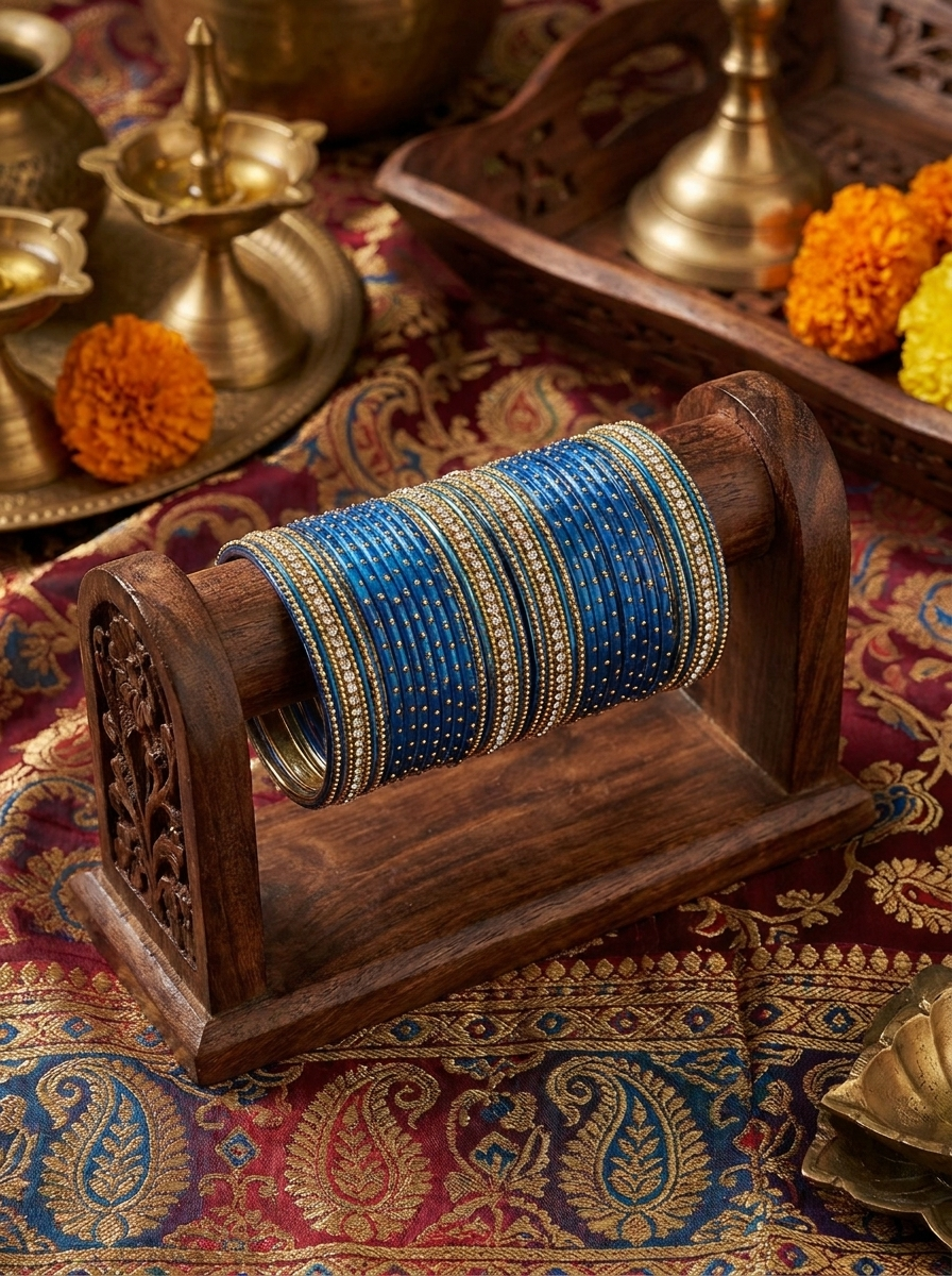 Glass Blue Bangles set  (36 bangle total)