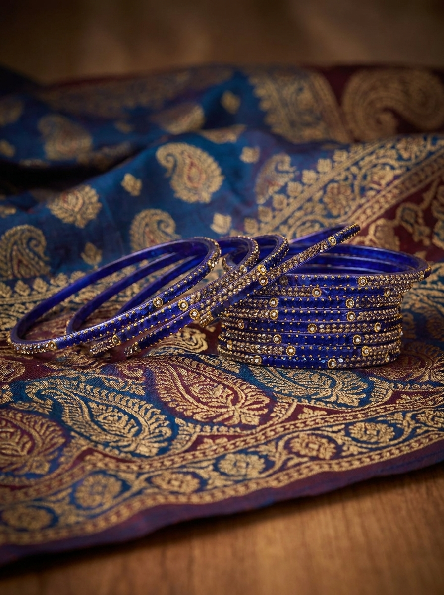 Glass Jet Blue Bangles (multiple sizes available)