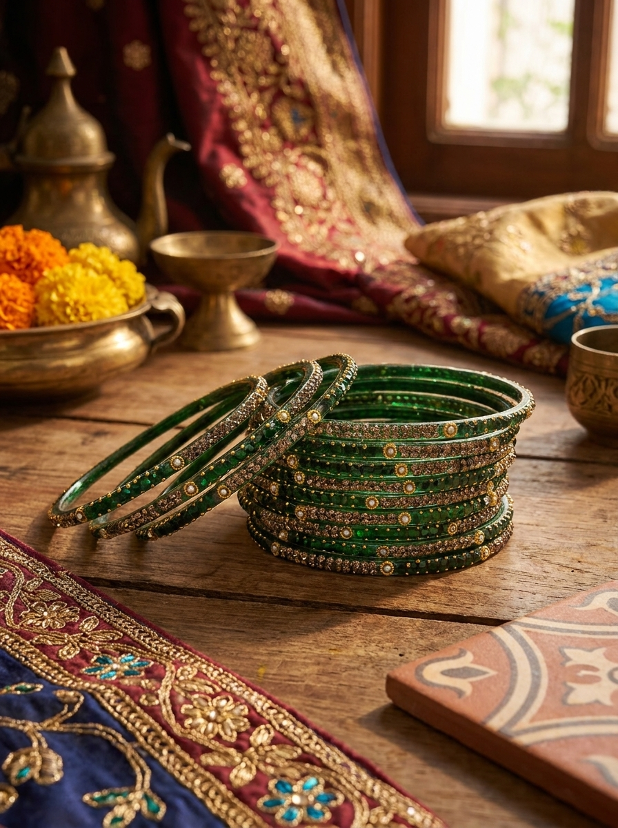 Glass Green Bangles (multiple sizes available)