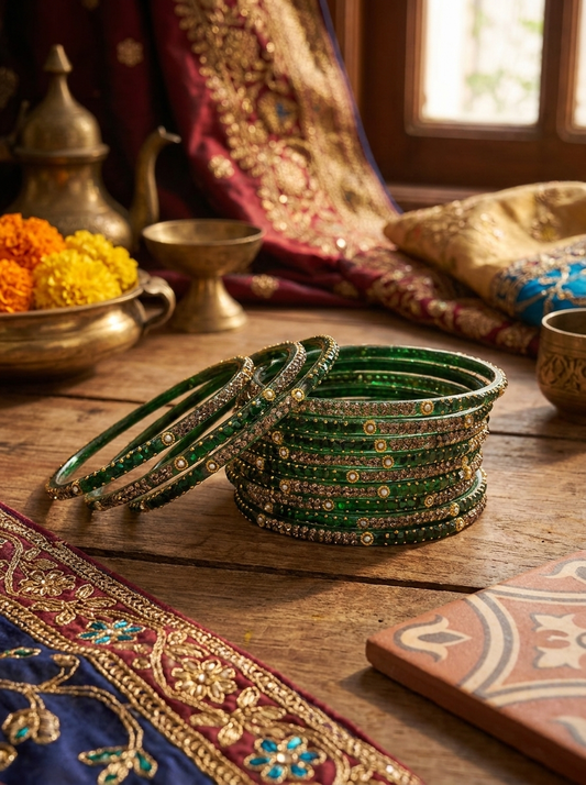 Glass Green Bangles (multiple sizes available)