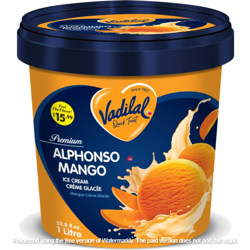 Vadilal Alphonso Mango Icecream Frozen 1lt