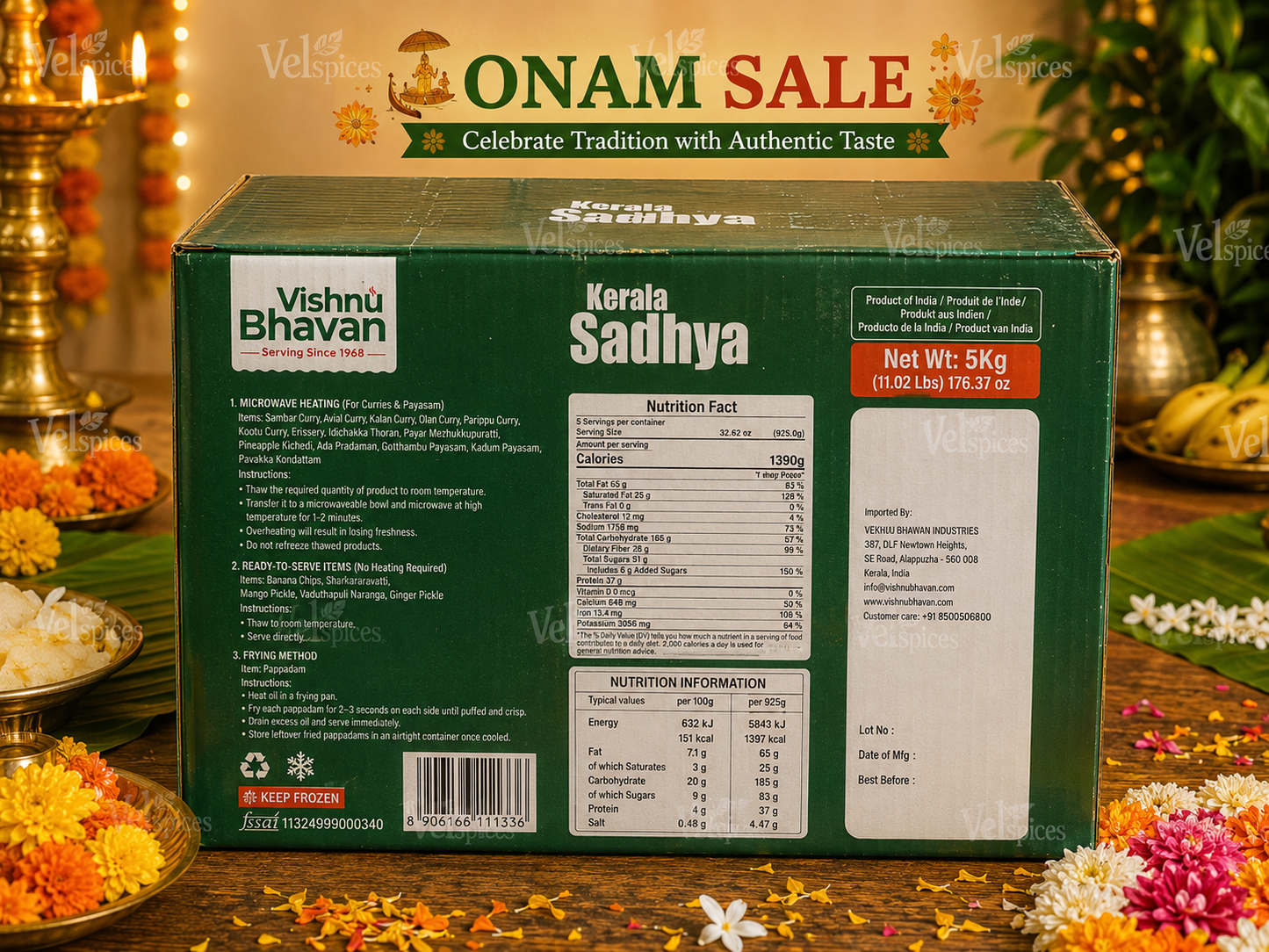 Kerala Sadhya Vegetarian Feast 5kg – Vishnu Bhavan