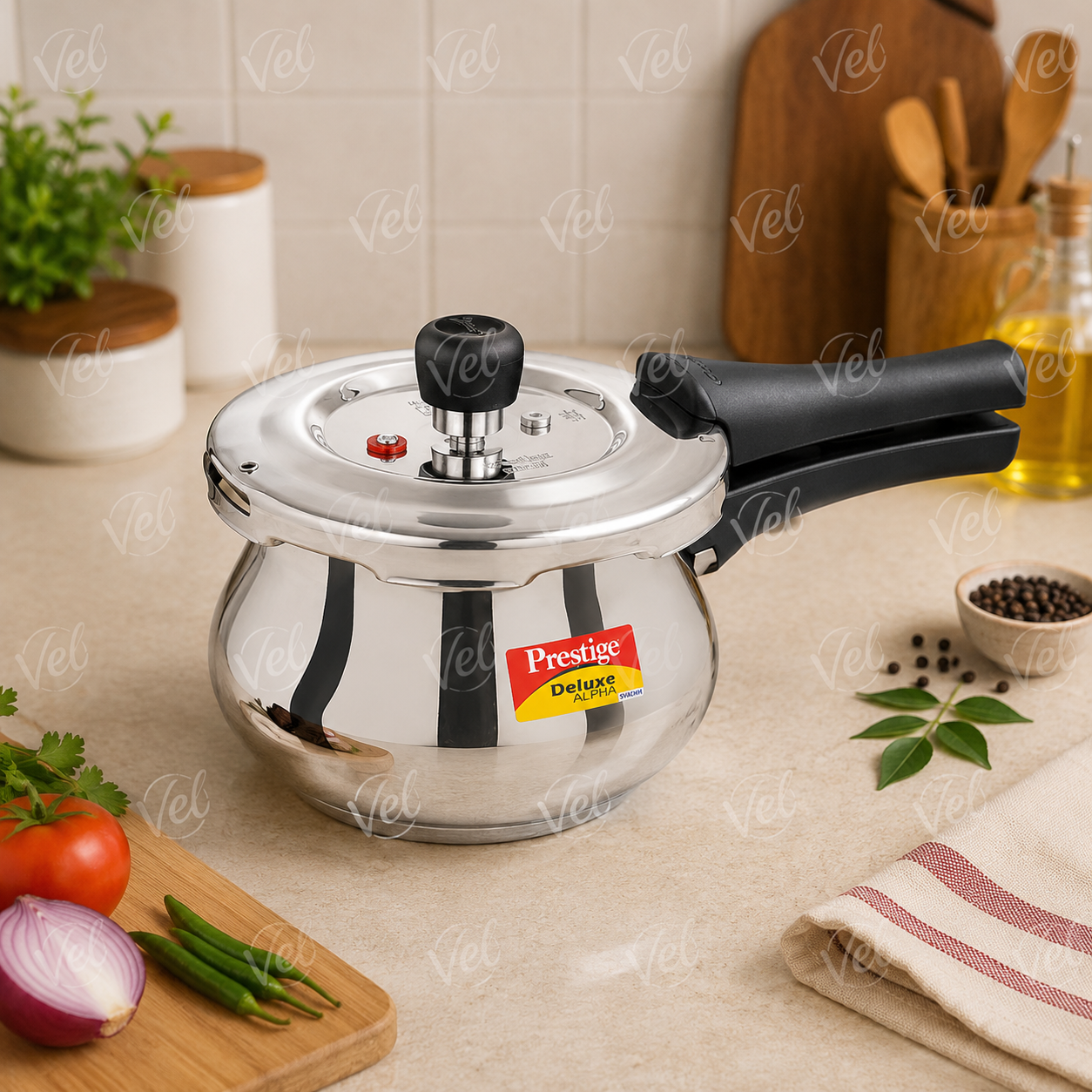 Prestige Deluxe Alpha Svachh Stainless Steel Pressure Cooker Handi 2.0L
