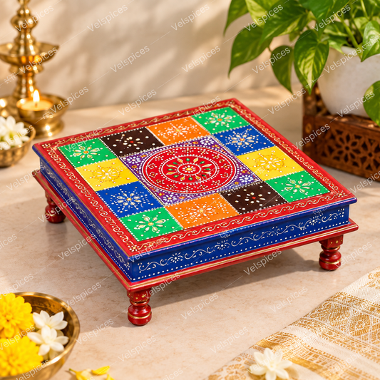 Bhakti Bijou AET99 Mix Coloured MDF Stool 18 x 18 inch