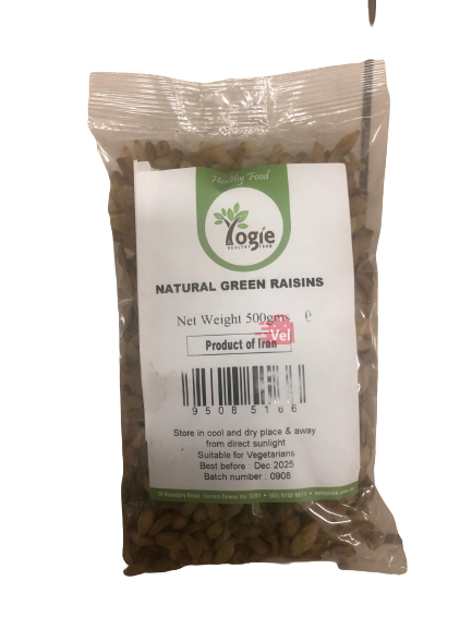 Yogie Natural Green Raisins 500g