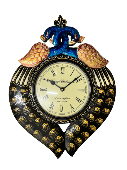 Wooden Peacock Clock