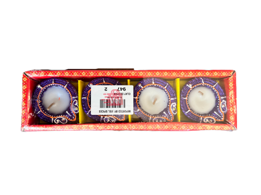 Colour Chutti (Diya) 4Pcs With Wax Purple