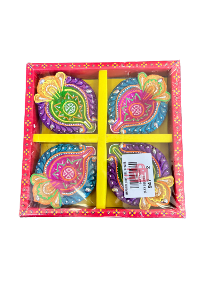 Colour Chutti (Diya) 4Pcs Without Wax Design 3