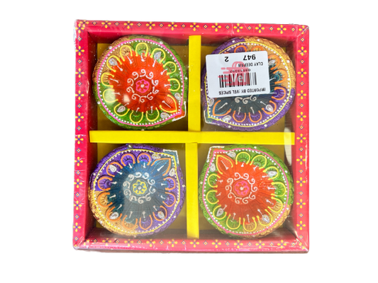 Colour Chutti (Diya) 4Pcs Without Wax Design 1