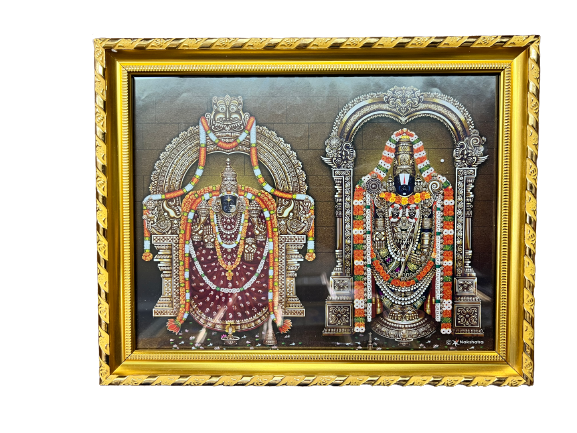 God Venkateswar and Padmavathi Picture, Photo Frame 13"x11"
