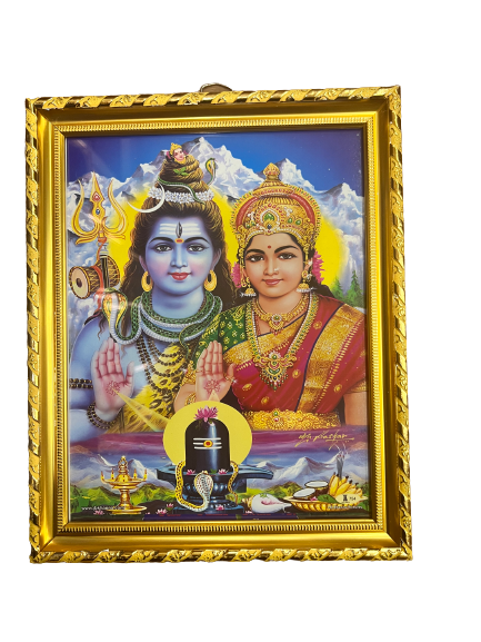 Shiva Parvathy Photo, Picture Frame 13"x11"