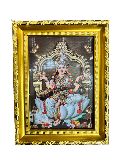 Goddess Saraswathi Photo, Picture Frame 13"x11"
