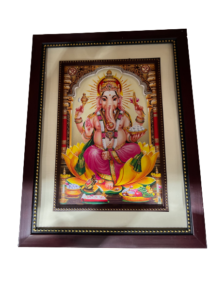 God Ganesh Picture, Photo Brown Frame 13'x10'