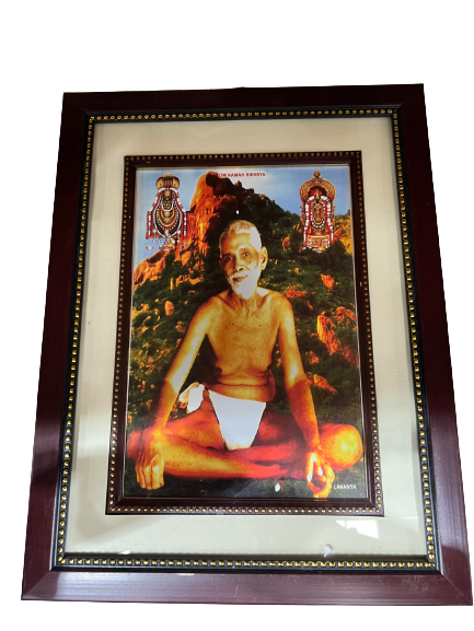 Ramana Maharishi Picture, Photo Brown Frame 22"x10"