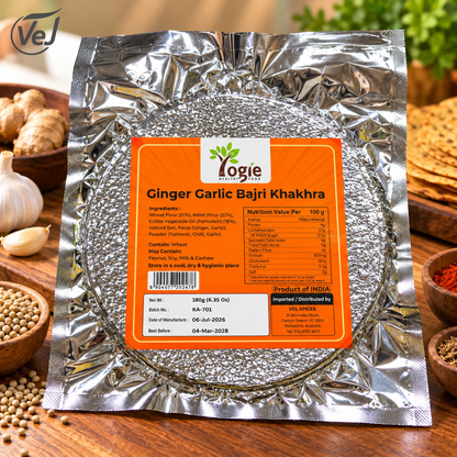 Yogie Ginger Garlic Bajri Khakhra 180g-Festival Sale