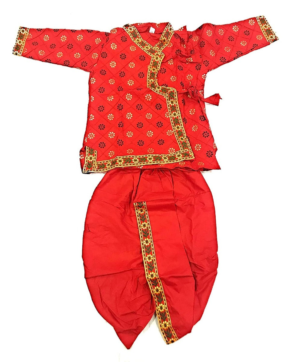 Krishna Dress Red Kurta and White Dhoti Size 18  (Design may vary) (Kids dress)