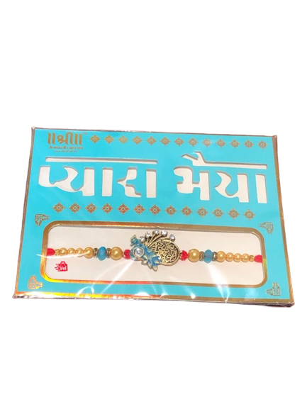 Premium_Blue_and_Gold_Colour_Rakhi_With_Peacock