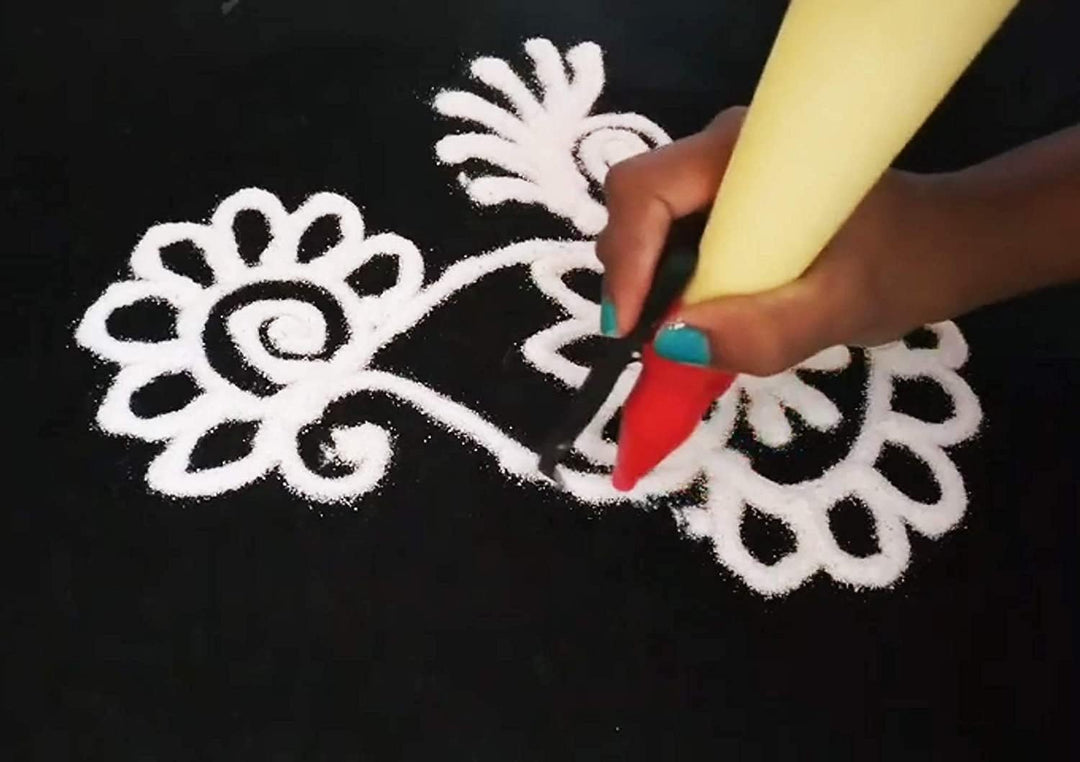 Diwali Rangoli Gift Pack – Complete Rangoli Kit with 7 Colours, Stencils, Roller, Pen & Candles for Festival Decorations