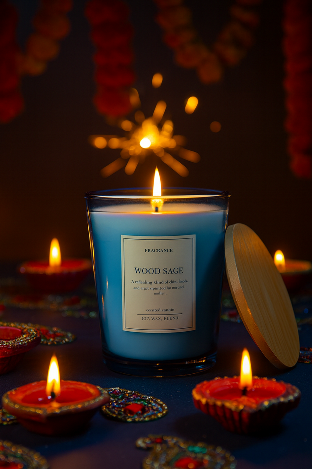 Premium Wood Sage Candle – Refreshing Citrus & Amber Blend for Diwali Décor & Gifting