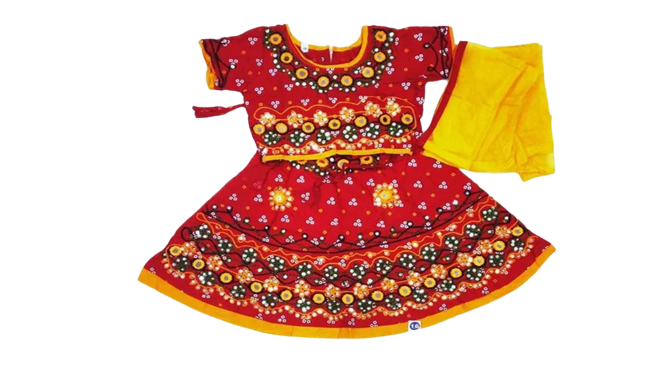 Radha Dress Yellow and Red Size 12 (Design may vary)