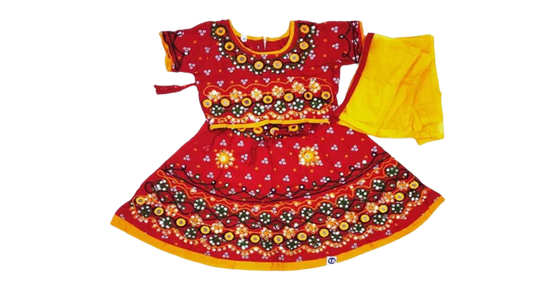 Radha Dress Yellow and Red Size 12 (Design may vary)