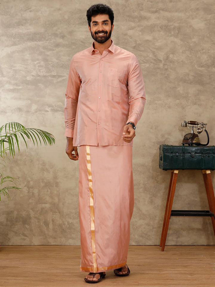 Ramraj vaibhav collection Copper Dhothi, Shirt and Towel set