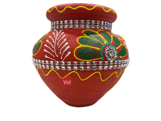 Divine Karwa – Traditional Red Clay Pot for Karwa Chauth Rituals | Handcrafted Mitti Karwa for Puja