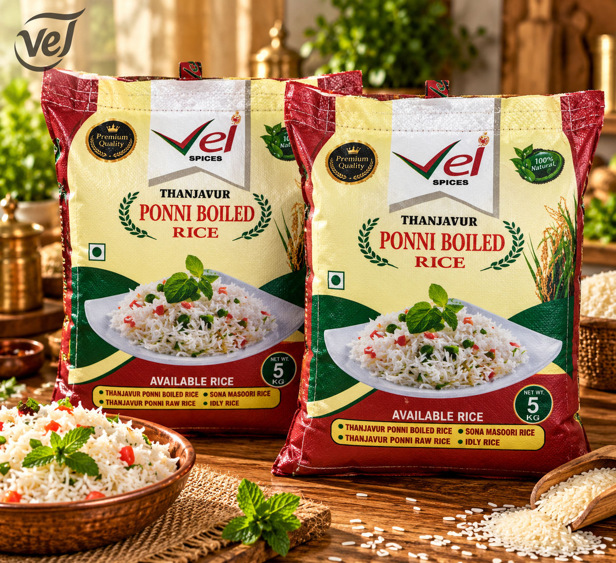 Velspices Thanjavur Ponni Boiled Rice 10kg (5kg x 2)