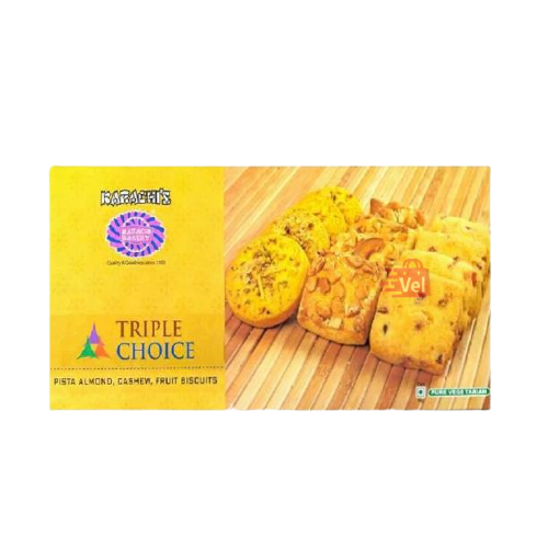 Karachi Triple Choice Fruit Cashew Pista Biscuits 600G