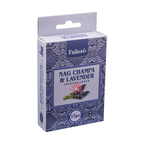 Tulasi Nag Champa Lavender Cones 15pcs