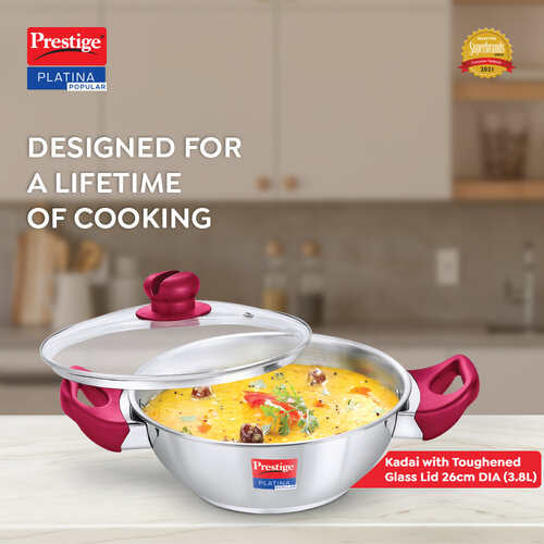 Prestige Platina Popular Stainless Steel Kadai 26Cm/3.8L