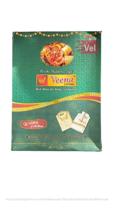 Veena Gold Double Dhothies 127cm x 360cm