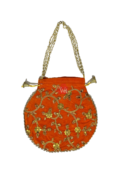 Velvet Hand Bag Orange