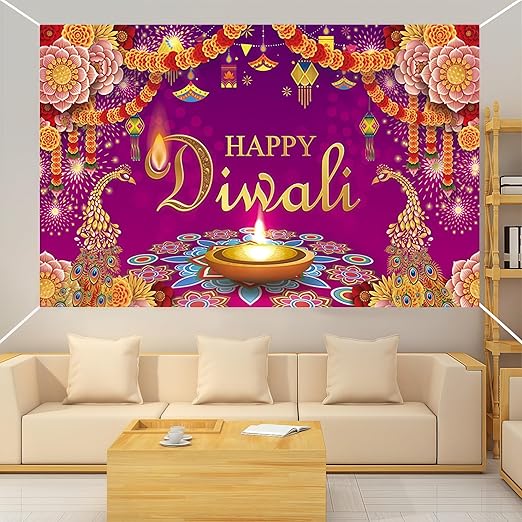 Happy Diwali Backdrop Banner – Festival of Lights Decoration for Home, Parties & Photo Booth