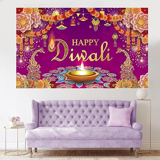 Happy Diwali Backdrop Banner – Festival of Lights Decoration for Home, Parties & Photo Booth