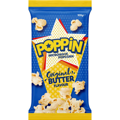 Poppin Microwave Popcorn Butter Flavour 100g
