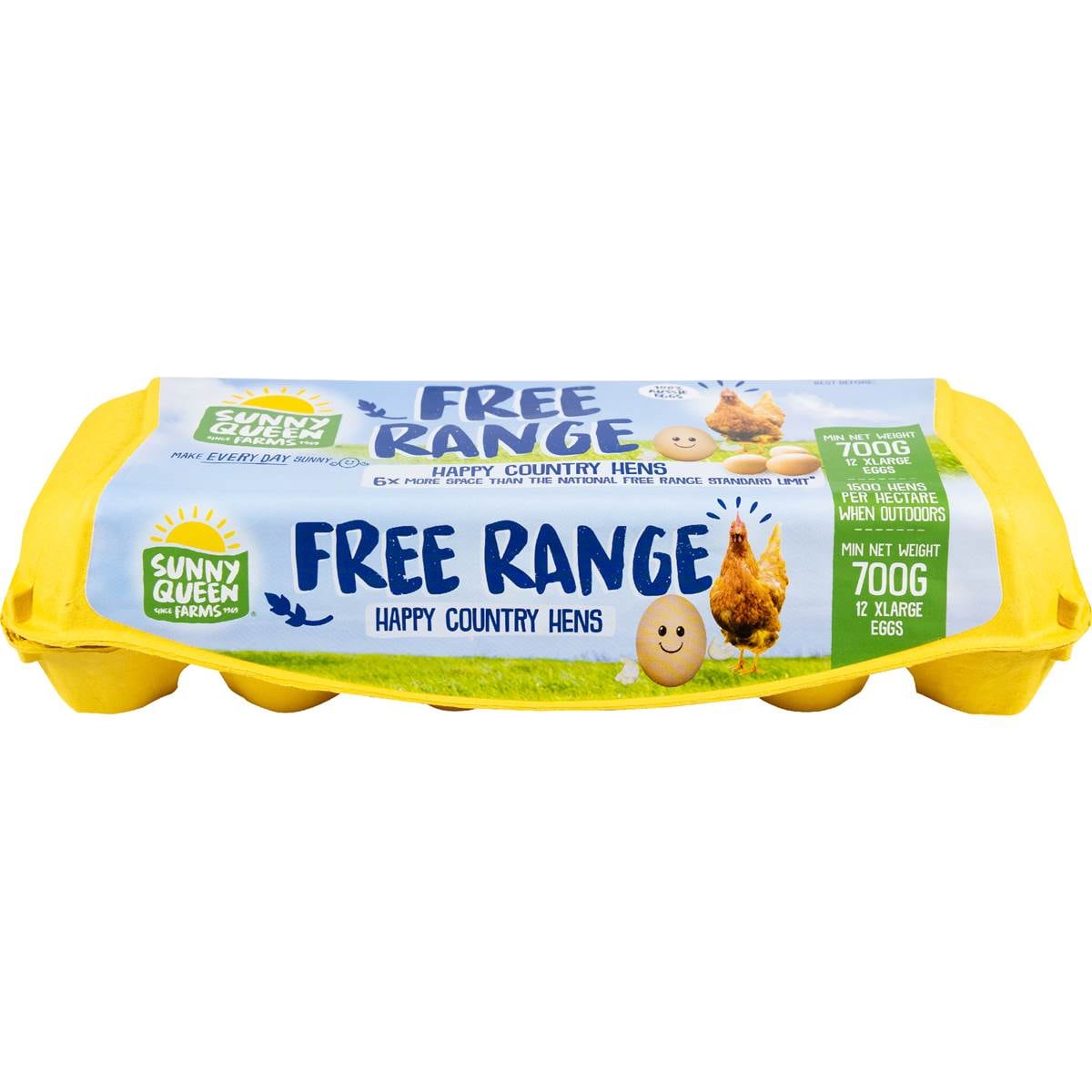 Sunny Queen 12 Pack Extra Large Free Range Eggs 700g