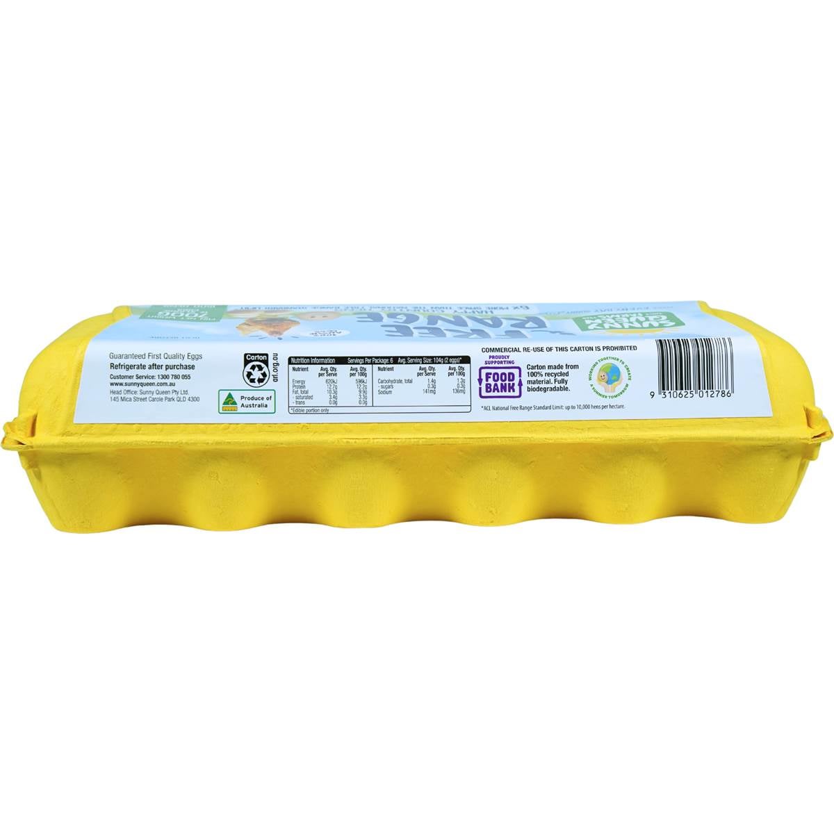 Sunny Queen 12 Pack Extra Large Free Range Eggs 700g